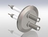 Coaxial,SHV, 10 KV/Single Ended - Grounded Shield, Exposed Insulator, ISO-KF Flange